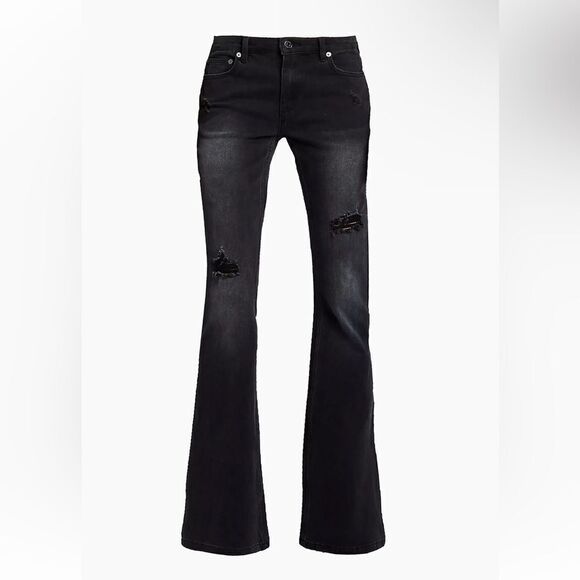 NWT SER.O.YA Demi flare jeans mid rise denim black some stretch Sz 26 - Picture 5 of 14